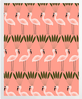 'Leaf Crown Flamingos' Art Prints