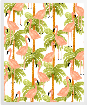 'Flamingos and Palm Trees' Art Prints