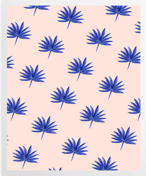 'Blue Palms on Pink' Art Prints
