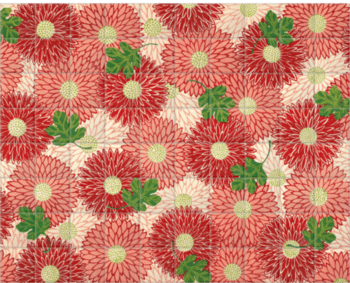 'Red floral & green foliage' Ceramic Tile Mural