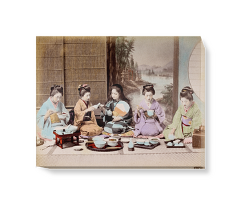 'A group of Japanese women eating a meal' Canvas Wall Art