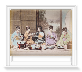 'A group of Japanese women eating a meal' Roller Blind