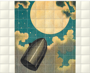 'The projectile passing the Moon' Ceramic Tile Mural