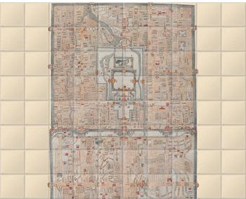 'Manuscript Map of Peking' Ceramic Tile Mural