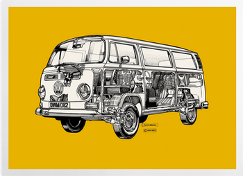 'Golden Yellow Camper Van' Art Prints