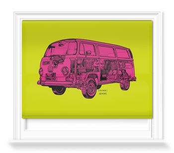 'Lime/Pink Camper Van' Roller Blind