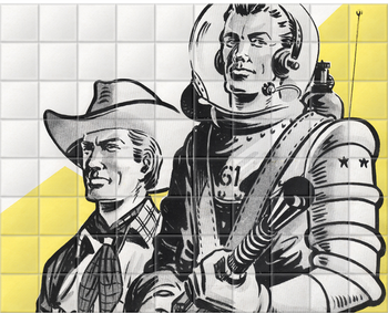 'Astronauts and Cowboys' Ceramic Tile Mural