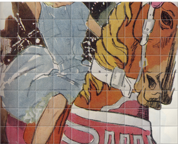 'Couple on Carousel' Ceramic Tile Mural