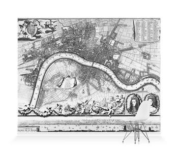 'Jacobus de la Feuille Map of Westminster' Wallpaper Mural