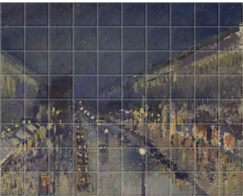 'The Boulevard Montmartre at Night' Ceramic Tile Mural