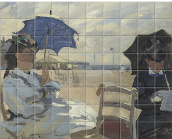 'The Beach at Trouville' Ceramic Tile Mural