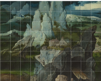 'Saint Jerome in a Rocky Landscape' Ceramic Tile Mural
