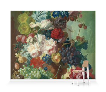 'Fruit and Flowers in a Terracotta Vase' Wallpaper Mural