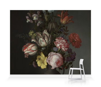 'Flowers in a Vase with Shells and Insects' Wallpaper Mural