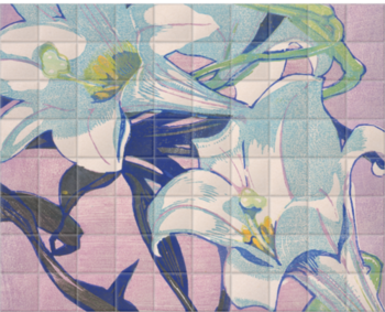 'White Lilies' Ceramic Tile Mural