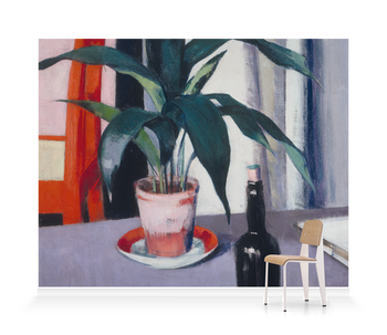 'Aspidistra and Bottle on Table' Wallpaper Mural