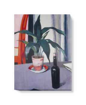 'Aspidistra and Bottle on Table' Canvas Wall Art