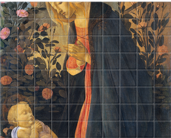 'The Virgin Adoring the Sleeping Christ Child' Ceramic Tile Mural