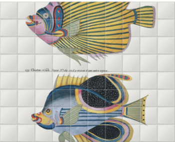 'Poissons, Ecrevisses et Crabes 8' Ceramic Tile Mural