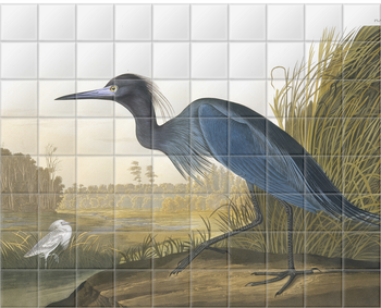 'Little Blue Heron, Egretta Caerulea' Ceramic Tile Mural