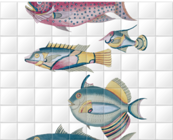 'Poissons, Ecrevisses et Crabes' Ceramic Tile Murals