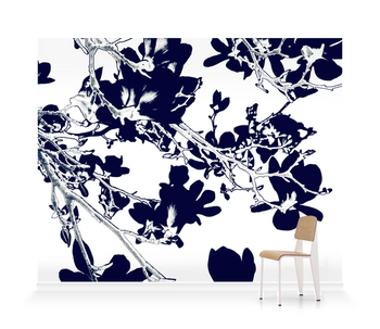 'Abstract Flowers Black/White' Wallpaper Mural