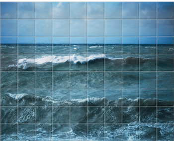 'Stormy Waves' Ceramic Tile Mural
