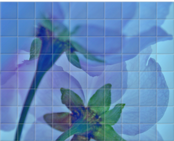 'Abstract Blue Blossom' Ceramic Tile Mural
