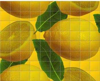 'Abstract Lemons' Ceramic Tile Mural