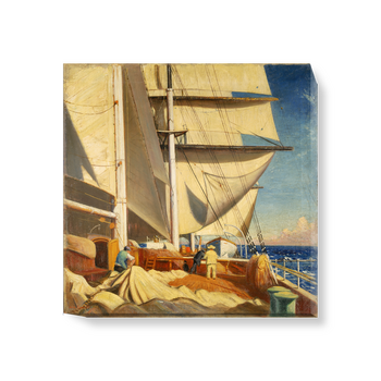 'Mending Sails On The Deck Of The 'Birkdale'†' Canvas Wall Art