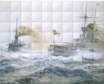 'German Fleet Manoeuvres On The High Seas' Ceramic Tile Mural