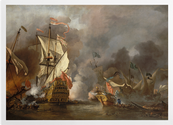 'An English Ship In Action With Barbary Ships' Art Prints