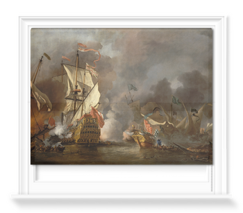 'An English Ship In Action With Barbary Ships' Roller Blind