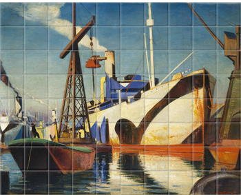 'Converting A Cunarder To A Merchant Ship†' Ceramic Tile Mural