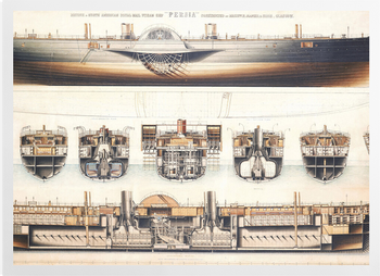 'Ship Plan Of The Paddle Steamer Persia' Art Prints