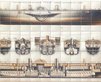 'Ship Plan Of The Paddle Steamer Persia' Ceramic Tile Mural