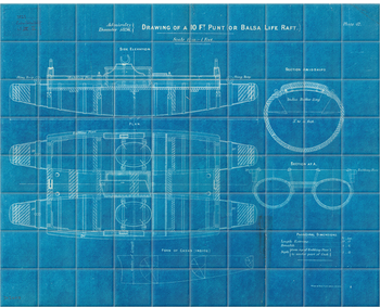 'Plan of 10ft Punt or Balsa Life Raft' Ceramic Tile Mural