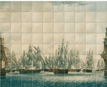 'Repulse of Linois by the China Fleet' Ceramic Tile Mural
