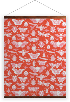 'Insects in Coquelicot' Wall Hangings