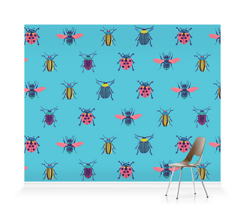 'Vivid Beetles Pattern' Wallpaper Murals