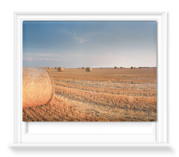 'Round Wheat Bales In Field After Harvesting' Roller Blind