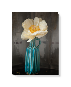'White Petals, Blue Vase' Canvas Wall Art