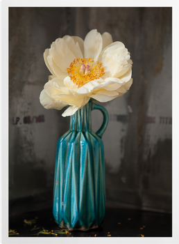 'White Petals, Blue Vase' Art Prints