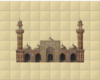 'Drawing of the Mosque of Wazir Khan ' Ceramic Tile Mural