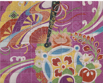 'Detail of a Kimono' Ceramic Tile Mural