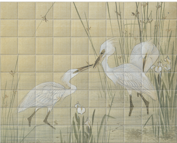 'Egrets amongst Reeds' Ceramic Tile Mural
