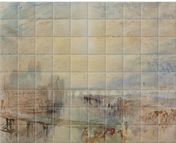 'View of the Danube and Regensburg cathedral at sunset' Ceramic Tile Mural