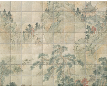 'Ming Mountain Scroll' Ceramic Tile Mural