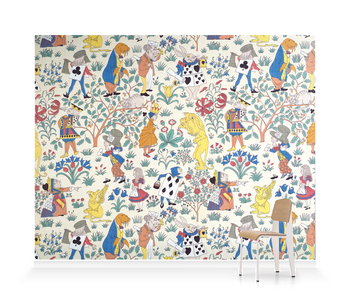 'Alice in Wonderland Textile Design' Wallpaper Mural