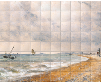 'Hove Beach, with Fishing Boats' Ceramic Tile Mural